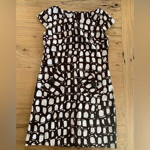 London Times Geometric Mod Mini Dress‎ Brown Women’s Size 8 Preloved